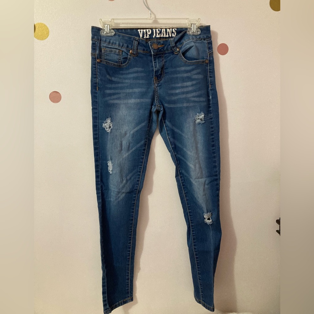 VIP Jeans Midrise Ripped Skinny Jeans